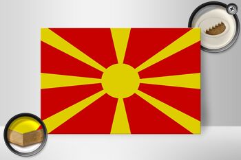 Panneau en bois drapeau de la Macédoine 30x20cm Drapeau de la Macédoine 2