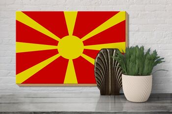 Panneau en bois drapeau de la Macédoine 30x20cm Drapeau de la Macédoine 3