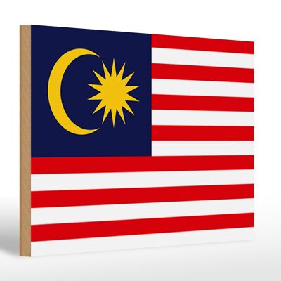 Holzschild Flagge Malaysias 30x20cm Flag of Malaysia