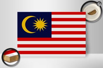 Panneau en bois drapeau de la Malaisie 30x20cm Drapeau de la Malaisie 2