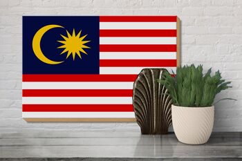 Panneau en bois drapeau de la Malaisie 30x20cm Drapeau de la Malaisie 3