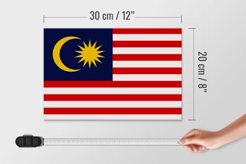Panneau en bois drapeau de la Malaisie 30x20cm Drapeau de la Malaisie 4