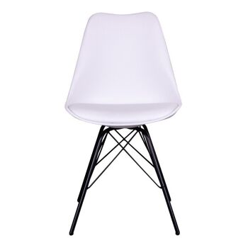 Oslo Dining Chair - Chaise en blanc avec pieds noirs 1