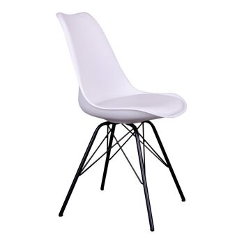 Oslo Dining Chair - Chaise en blanc avec pieds noirs 2