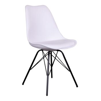 Oslo Dining Chair - Chaise en blanc avec pieds noirs 4