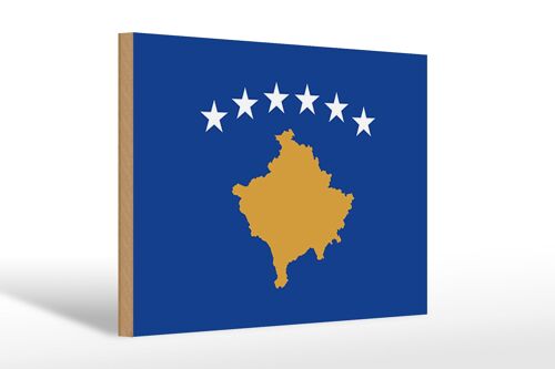 Holzschild Flagge Kosovo 30x20cm Flag of Kosovo