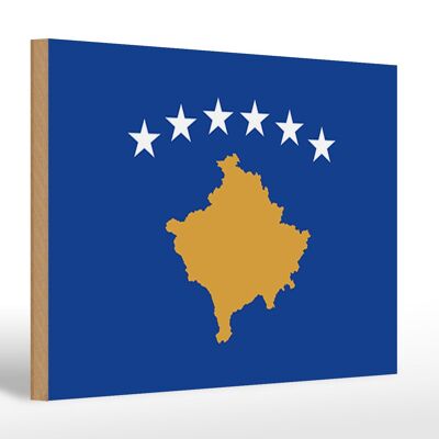 Letrero de madera bandera Kosovo 30x20cm Bandera de Kosovo