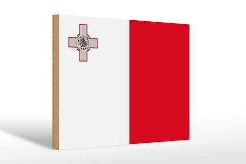 Holzschild Flagge Maltas 30x20cm Flag of Malta