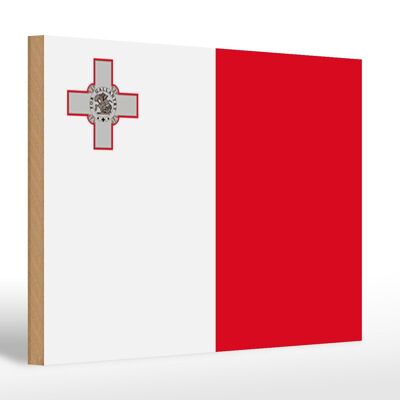 Cartello in legno bandiera di Malta 30x20cm Bandiera di Malta