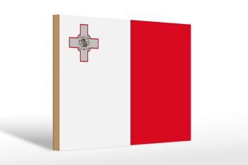 Panneau en bois drapeau de Malte 30x20cm Drapeau de Malte 1