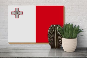 Panneau en bois drapeau de Malte 30x20cm Drapeau de Malte 3