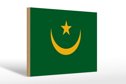Holzschild Flagge Mauretaniens 30x20cm Flag of Mauritania