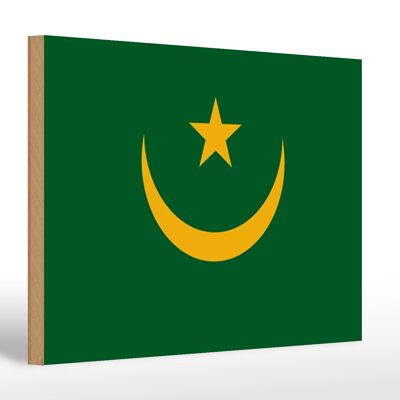 Cartello in legno bandiera della Mauritania 30x20cm Bandiera della Mauritania