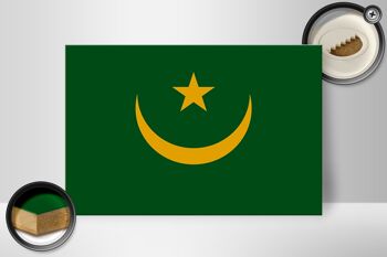 Panneau en bois drapeau de la Mauritanie 30x20cm Drapeau de la Mauritanie 2