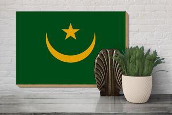 Panneau en bois drapeau de la Mauritanie 30x20cm Drapeau de la Mauritanie 3