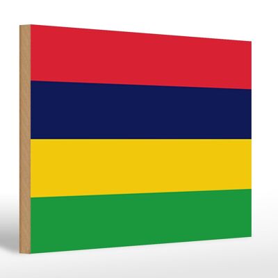 Letrero de madera bandera Mauricio 30x20cm Bandera de Mauricio