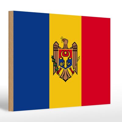 Holzschild Flagge Moldau 30x20cm Flag of Moldova