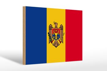 Panneau en bois drapeau Moldavie 30x20cm Drapeau de Moldavie 1