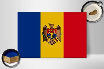 Panneau en bois drapeau Moldavie 30x20cm Drapeau de Moldavie 2