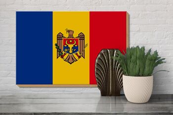 Panneau en bois drapeau Moldavie 30x20cm Drapeau de Moldavie 3