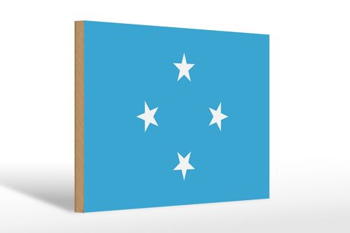 Holzschild Flagge Mikronesiens 30x20cm Flag Micronesia
