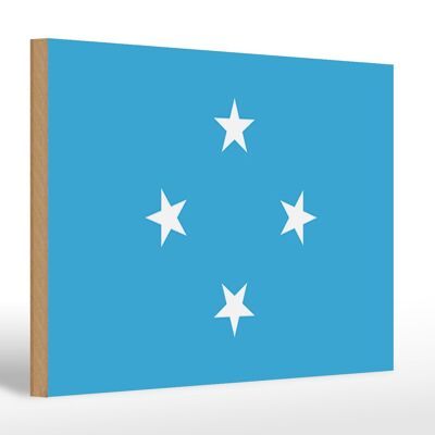 Letrero de madera bandera de Micronesia 30x20cm Bandera Micronesia