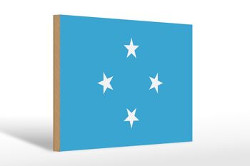 Panneau en bois drapeau de Micronésie 30x20cm Drapeau Micronésie 1