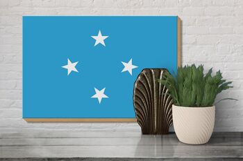 Panneau en bois drapeau de Micronésie 30x20cm Drapeau Micronésie 3