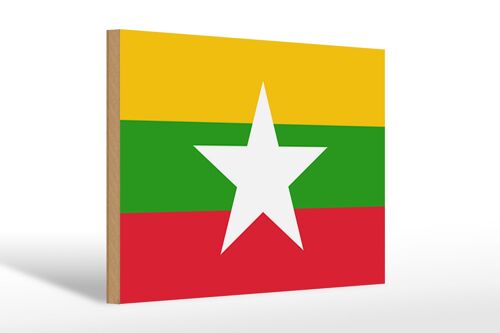 Holzschild Flagge Myanmars 30x20cm Flag of Myanmar