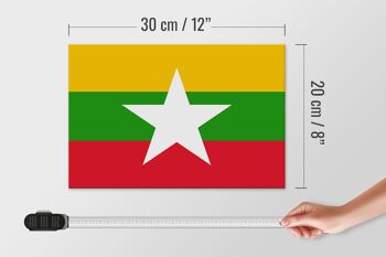 Panneau en bois drapeau du Myanmar 30x20cm Drapeau du Myanmar 4