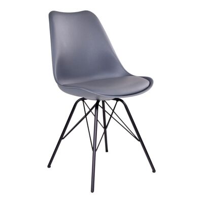 Oslo Dining Chair - Stuhl in Grau mit schwarzen Beinen