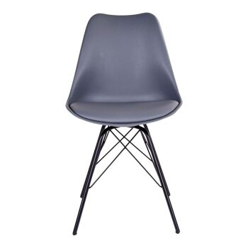 Oslo Dining Chair - Chaise en gris avec pieds noirs 3