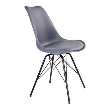 Oslo Dining Chair - Chaise en gris avec pieds noirs 4