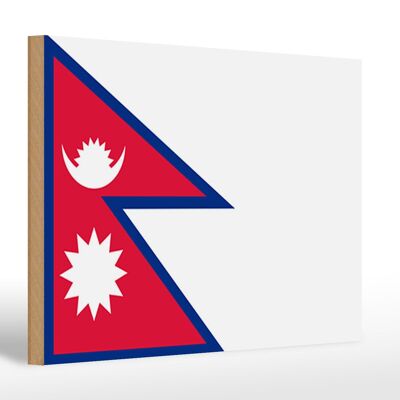 Cartello in legno bandiera del Nepal 30x20 cm Bandiera del Nepal