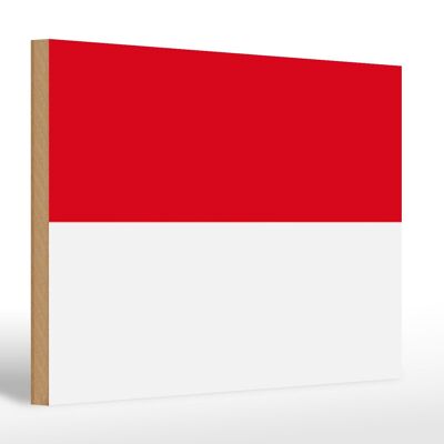Cartello in legno bandiera di Monaco 30x20cm Bandiera di Monaco