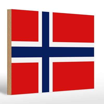 Letrero de madera bandera de Noruega 30x20cm Bandera de Noruega