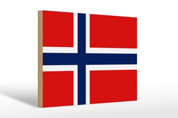 Panneau en bois drapeau de la Norvège 30x20cm Drapeau de la Norvège 1