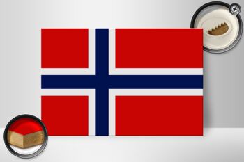 Panneau en bois drapeau de la Norvège 30x20cm Drapeau de la Norvège 2