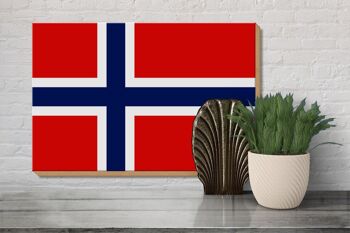 Panneau en bois drapeau de la Norvège 30x20cm Drapeau de la Norvège 3