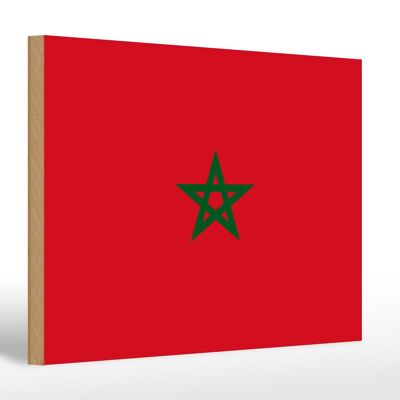 Letrero de madera Bandera de Marruecos 30x20cm Bandera de Marruecos