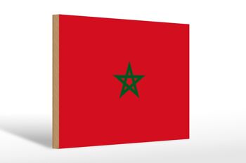 Panneau en bois drapeau du Maroc 30x20cm Drapeau du Maroc 1