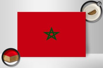 Panneau en bois drapeau du Maroc 30x20cm Drapeau du Maroc 2