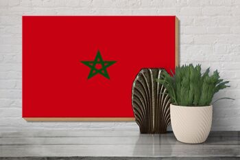 Panneau en bois drapeau du Maroc 30x20cm Drapeau du Maroc 3