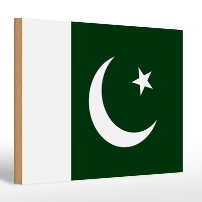 Panneau en bois drapeau du Pakistan 30x20cm Drapeau du Pakistan