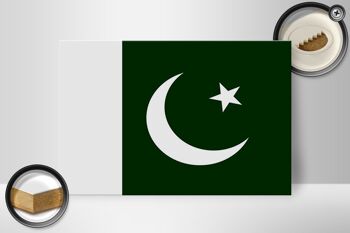 Panneau en bois drapeau du Pakistan 30x20cm Drapeau du Pakistan 2