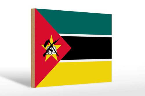 Holzschild Flagge Mosambiks 30x20cm Flag of Mozambique