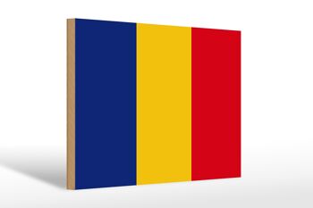 Panneau en bois drapeau de la Roumanie 30x20cm Drapeau de la Roumanie 1