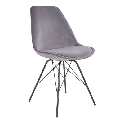 Oslo Dining Chair - Chair in grey velvet with black legs HN1213