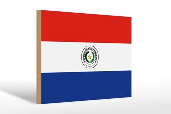 Panneau en bois drapeau du Paraguay 30x20cm Drapeau du Paraguay 1
