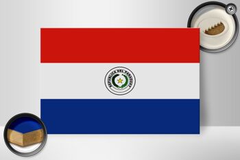 Panneau en bois drapeau du Paraguay 30x20cm Drapeau du Paraguay 2